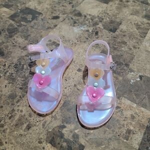 OshKosh B'gosh Pink and Cream Sandals with Flower Embellishments